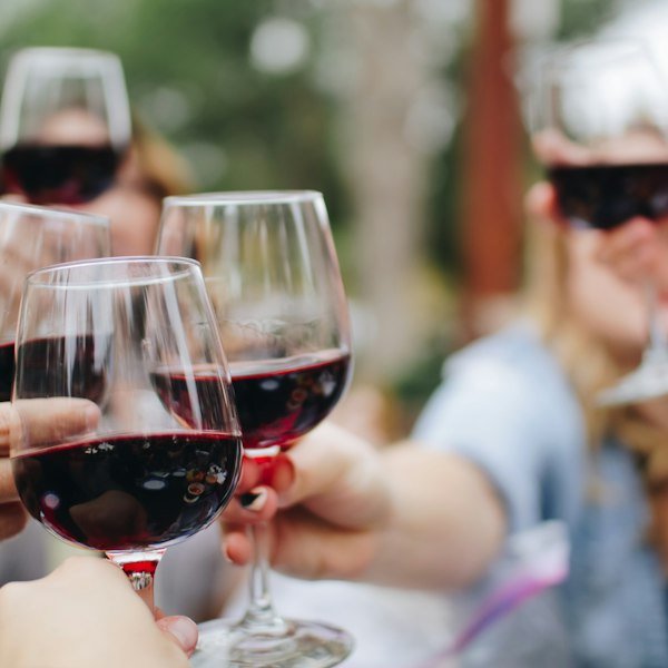 Wine glasses toast